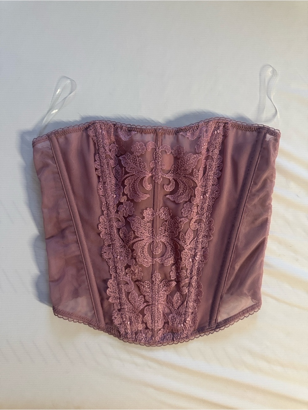VICTORIA SECRETS PINK - Mauve Lace Bustier Corset Top - Women Intimates in XS